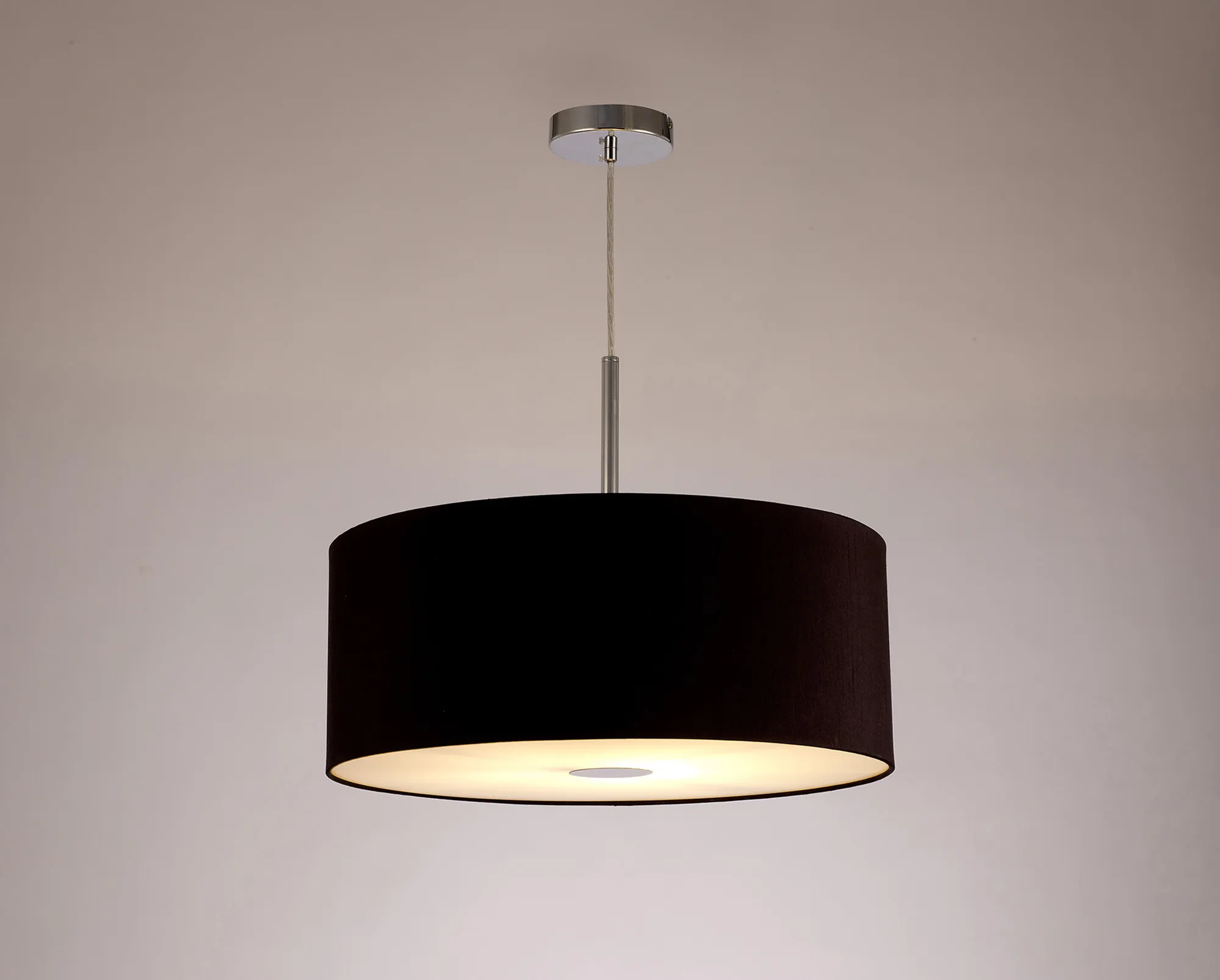 Baymont 50cm Pendant 1 Light Polished Chrome, Midnight Black/Green Olive, Frosted Diffuser DK0147  Deco Baymont CH BL/GR